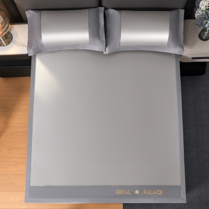 91家纺网 家纺一手货源 找家纺 全季家居 2025新款A类抗菌防螨幸运星系列冰藤席凉席席子 银灰 床席