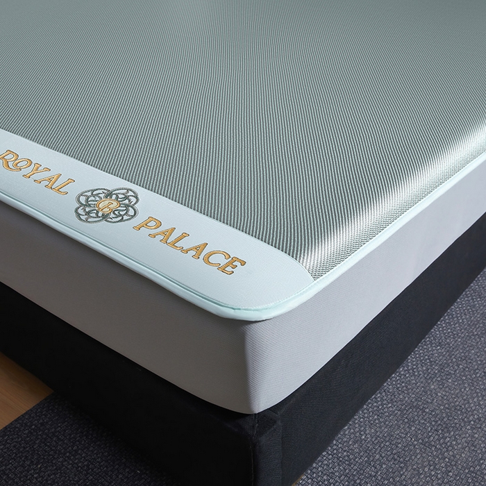 91家纺网 家纺一手货源 找家纺 全季家居 2025新款A类抗菌防螨幸运星系列冰藤席凉席席子 水绿 床笠