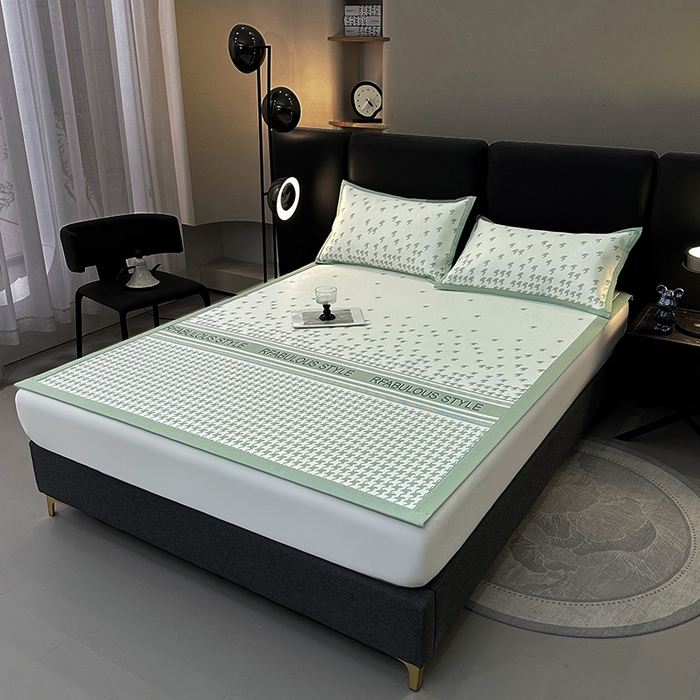 91家纺网 家纺一手货源 找家纺 （总）全季家居 2025新款A类轻奢系列数码印花冰藤席凉席席子