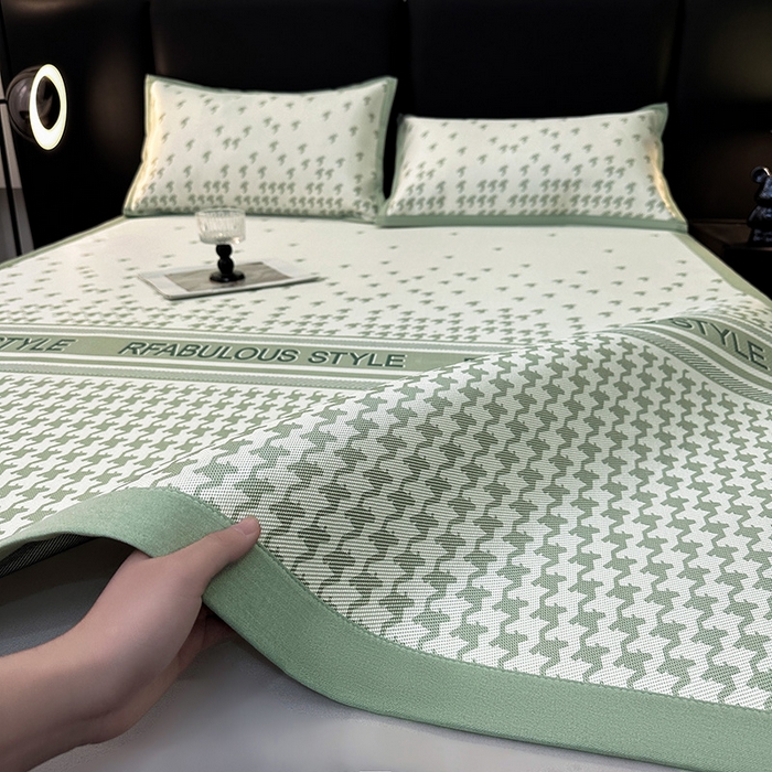 91家纺网 家纺一手货源 找家纺 （总）全季家居 2025新款A类轻奢系列数码印花冰藤席凉席席子