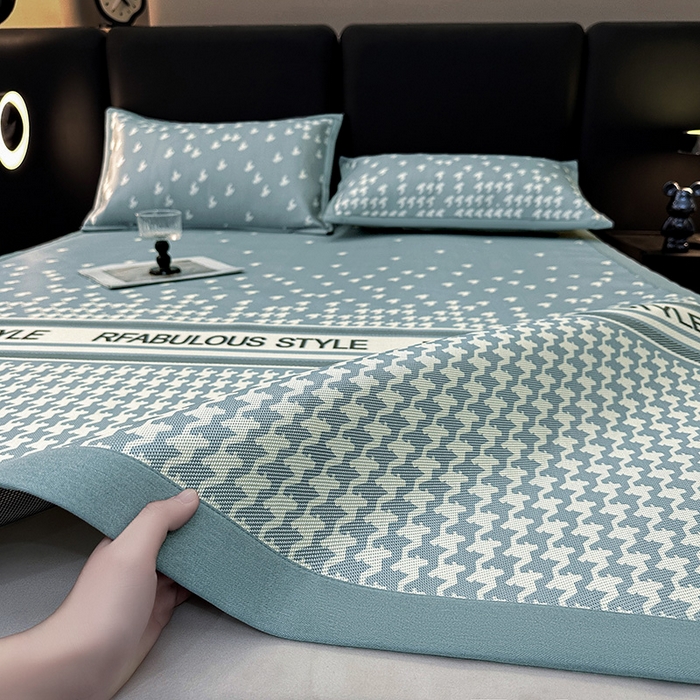 91家纺网 家纺一手货源 找家纺 （总）全季家居 2025新款A类轻奢系列数码印花冰藤席凉席席子