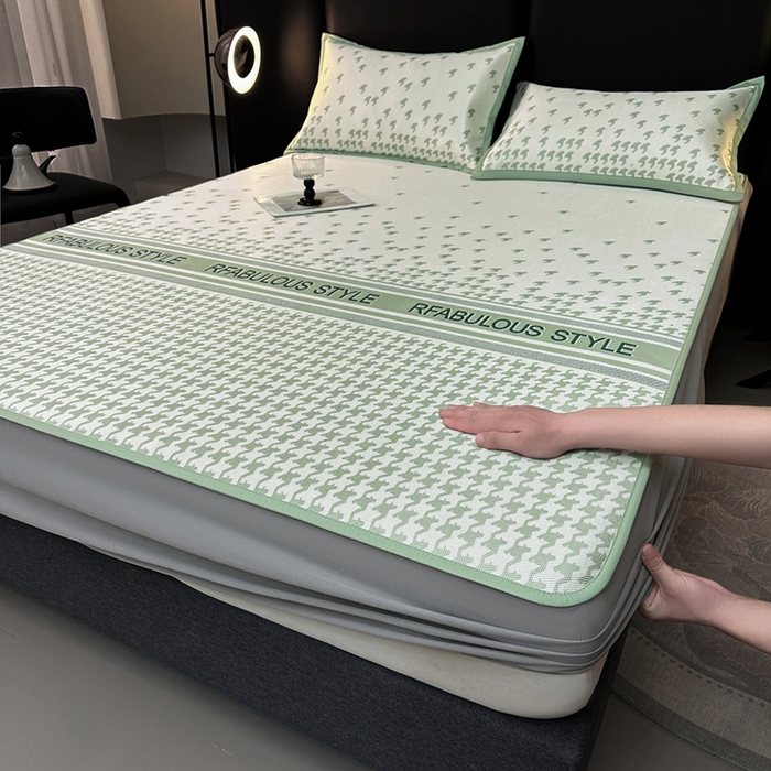 91家纺网 家纺一手货源 找家纺 （总）全季家居 2025新款A类轻奢系列数码印花冰藤席凉席席子