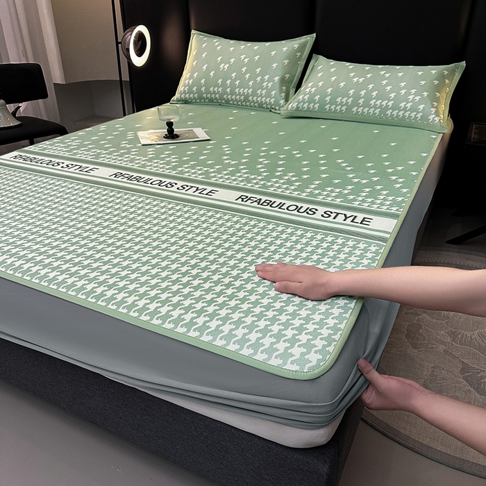 91家纺网 家纺一手货源 找家纺 （总）全季家居 2025新款A类轻奢系列数码印花冰藤席凉席席子