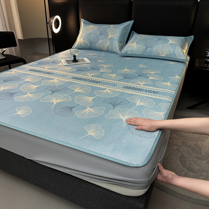 91家纺网 家纺一手货源 找家纺 （总）全季家居 2025新款A类轻奢系列数码印花冰藤席凉席席子