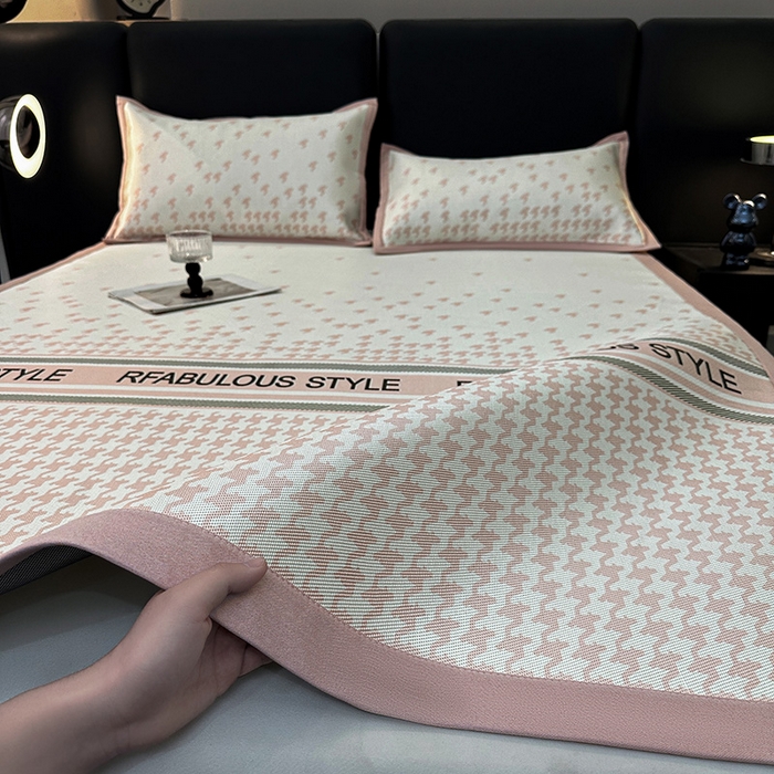 全季家居 2025新款A类轻奢系列数码印花冰藤席凉席席子 千鸟格-淡粉 床席