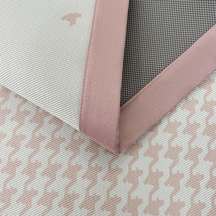 91家纺网 家纺一手货源 找家纺 全季家居 2025新款A类轻奢系列数码印花冰藤席凉席席子 千鸟格-淡粉 床席