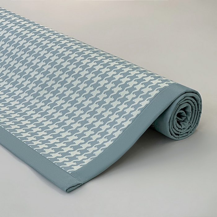 91家纺网 家纺一手货源 找家纺 全季家居 2025新款A类轻奢系列数码印花冰藤席凉席席子 千鸟格-深蓝 床席