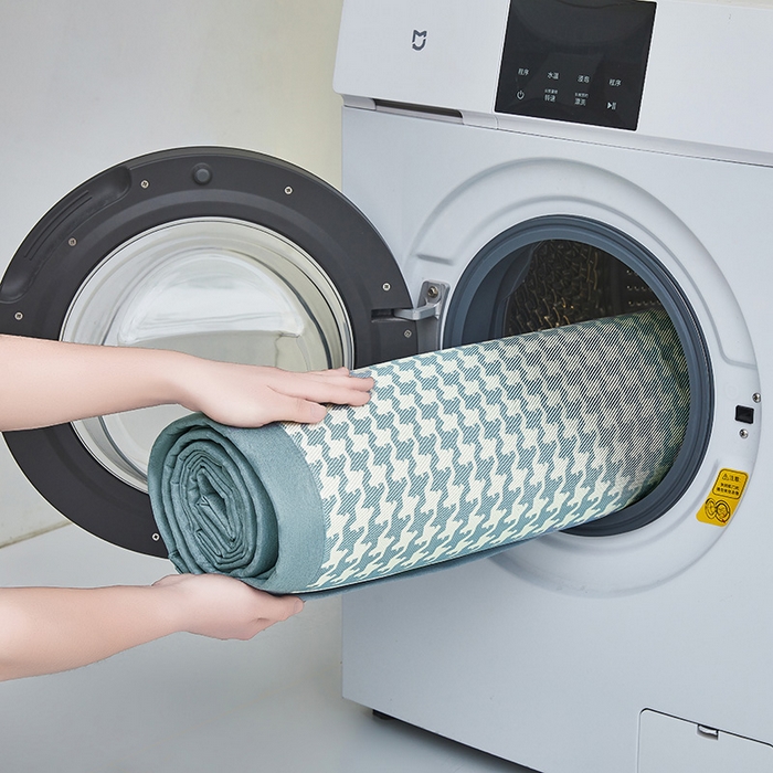 91家纺网 家纺一手货源 找家纺 全季家居 2025新款A类轻奢系列数码印花冰藤席凉席席子 千鸟格-深蓝 床席