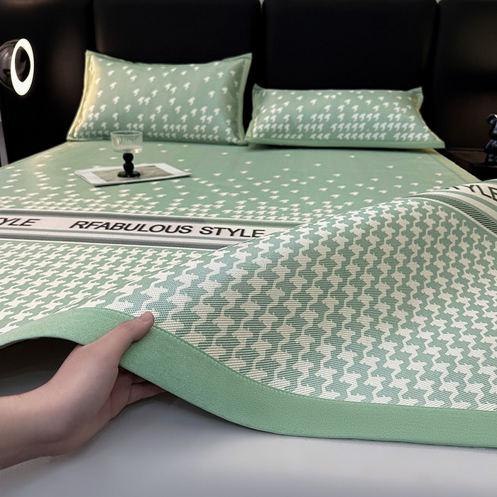 全季家居 2025新款A类轻奢系列数码印花冰藤席凉席席子 千鸟格-水绿 床席