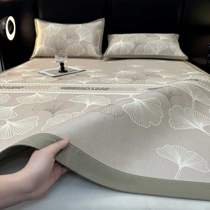 全季家居 2025新款A类轻奢系列数码印花冰藤席凉席席子 杏叶语-浅咖 床席