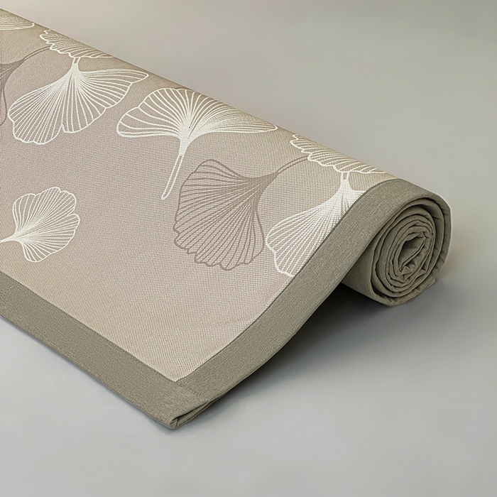 91家纺网 家纺一手货源 找家纺 全季家居 2025新款A类轻奢系列数码印花冰藤席凉席席子 杏叶语-浅咖 床席