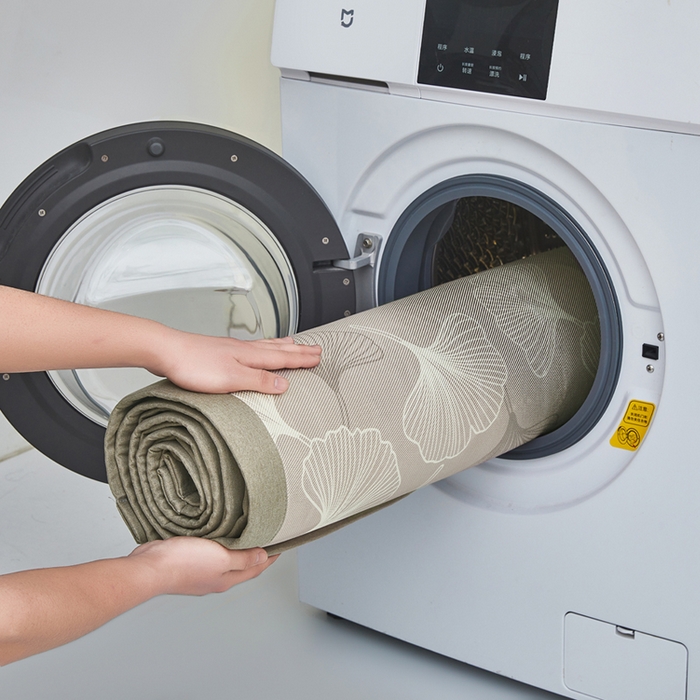 91家纺网 家纺一手货源 找家纺 全季家居 2025新款A类轻奢系列数码印花冰藤席凉席席子 杏叶语-浅咖 床席