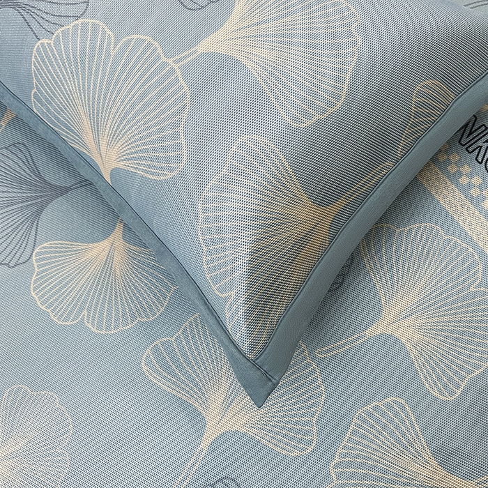 91家纺网 家纺一手货源 找家纺 全季家居 2025新款A类轻奢系列数码印花冰藤席凉席席子 杏叶语-天蓝 床席