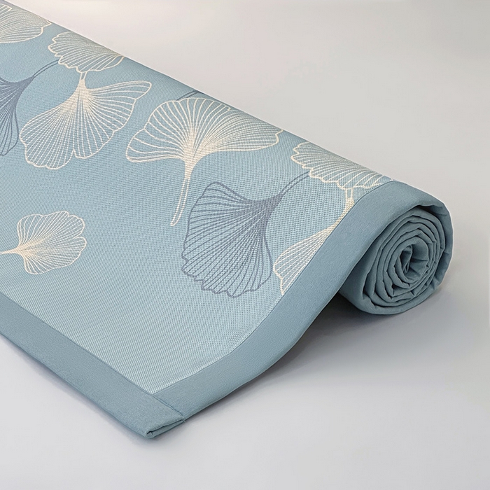 91家纺网 家纺一手货源 找家纺 全季家居 2025新款A类轻奢系列数码印花冰藤席凉席席子 杏叶语-天蓝 床席