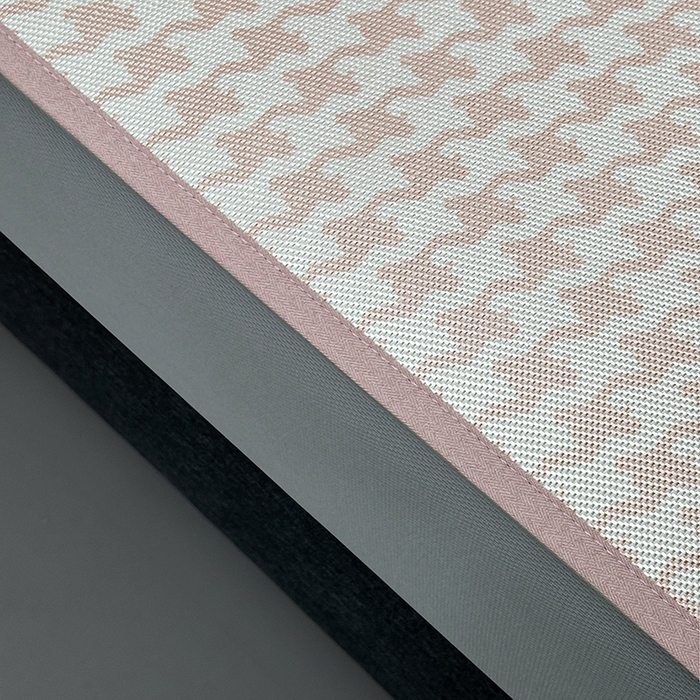 91家纺网 家纺一手货源 找家纺 全季家居 2025新款A类轻奢系列数码印花冰藤席凉席席子 千鸟格-淡粉 床笠