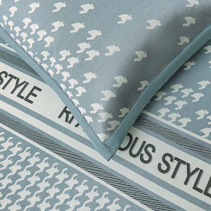 91家纺网 家纺一手货源 找家纺 全季家居 2025新款A类轻奢系列数码印花冰藤席凉席席子 千鸟格-深蓝 床笠