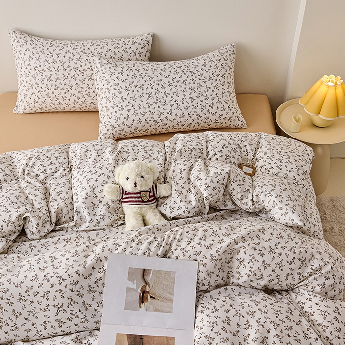 91家纺网 家纺一手货源 找家纺 爱诗诺家纺 2025新款有氧高克重针织棉双层纱四件套 黛秋