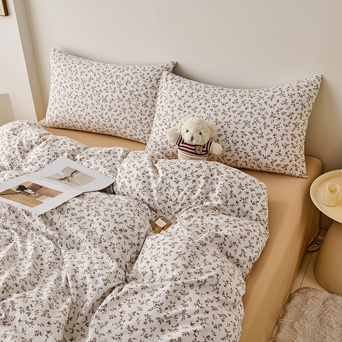 91家纺网 家纺一手货源 找家纺 爱诗诺家纺 2025新款有氧高克重针织棉双层纱四件套 黛秋