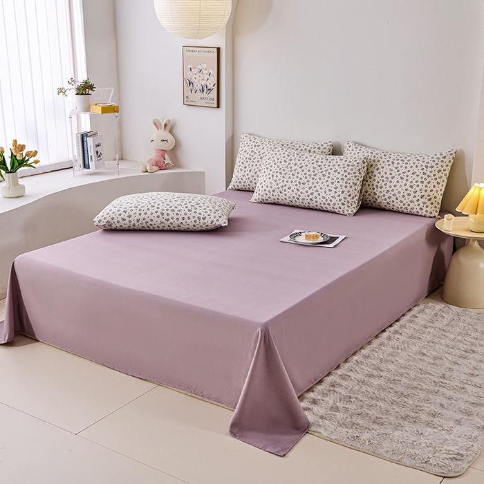 91家纺网 家纺一手货源 找家纺 爱诗诺家纺 2025新款有氧高克重针织棉双层纱四件套 蓝梦