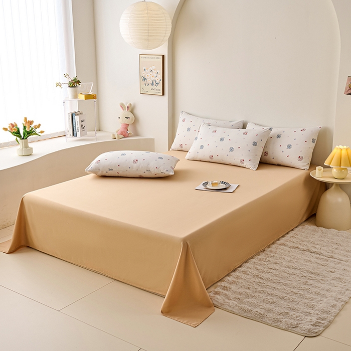 91家纺网 家纺一手货源 找家纺 爱诗诺家纺 2025新款有氧高克重针织棉双层纱四件套 萌趣