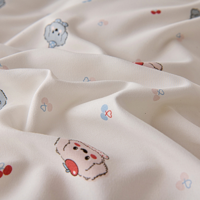 91家纺网 家纺一手货源 找家纺 爱诗诺家纺 2025新款有氧高克重针织棉双层纱四件套 萌趣