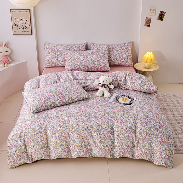 91家纺网 家纺一手货源 找家纺 爱诗诺家纺 2025新款有氧高克重针织棉双层纱四件套 米娅