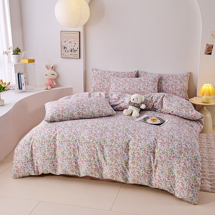 91家纺网 家纺一手货源 找家纺 爱诗诺家纺 2025新款有氧高克重针织棉双层纱四件套 米娅