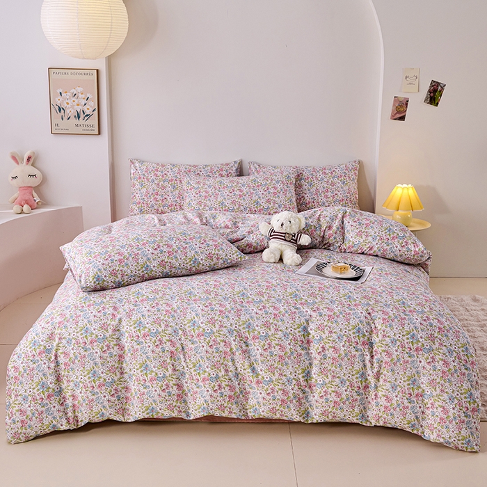 91家纺网 家纺一手货源 找家纺 爱诗诺家纺 2025新款有氧高克重针织棉双层纱四件套 米娅