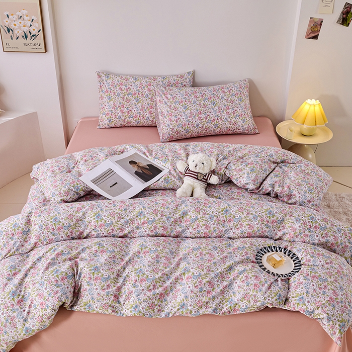 91家纺网 家纺一手货源 找家纺 爱诗诺家纺 2025新款有氧高克重针织棉双层纱四件套 米娅