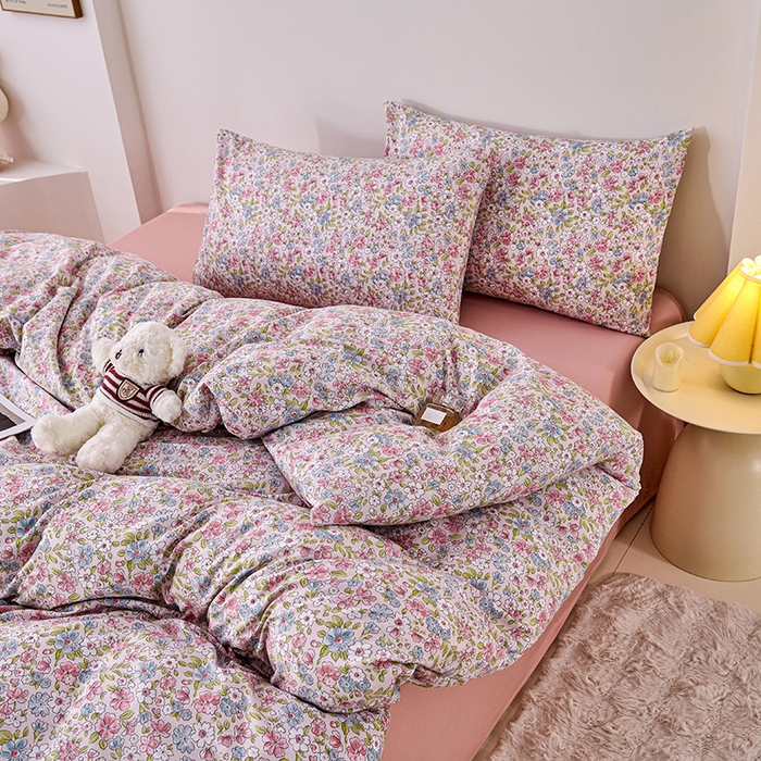 91家纺网 家纺一手货源 找家纺 爱诗诺家纺 2025新款有氧高克重针织棉双层纱四件套 米娅