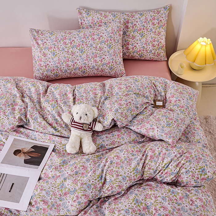 91家纺网 家纺一手货源 找家纺 爱诗诺家纺 2025新款有氧高克重针织棉双层纱四件套 米娅