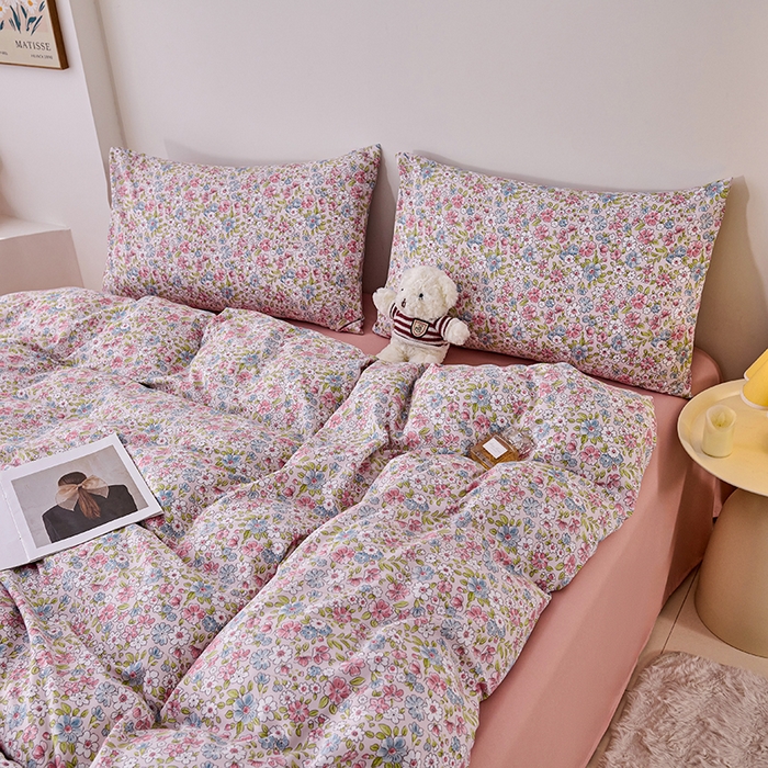 91家纺网 家纺一手货源 找家纺 爱诗诺家纺 2025新款有氧高克重针织棉双层纱四件套 米娅