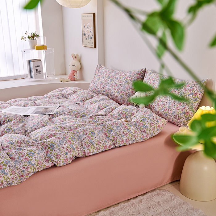 91家纺网 家纺一手货源 找家纺 爱诗诺家纺 2025新款有氧高克重针织棉双层纱四件套 米娅