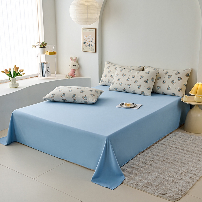 91家纺网 家纺一手货源 找家纺 爱诗诺家纺 2025新款有氧高克重针织棉双层纱四件套 清欢