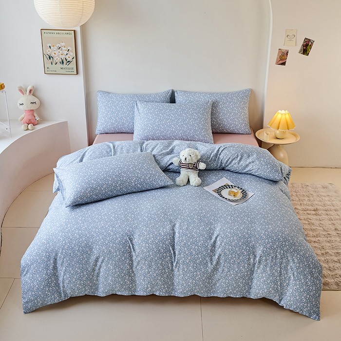 91家纺网 家纺一手货源 找家纺 爱诗诺家纺 2025新款有氧高克重针织棉双层纱四件套 若黎