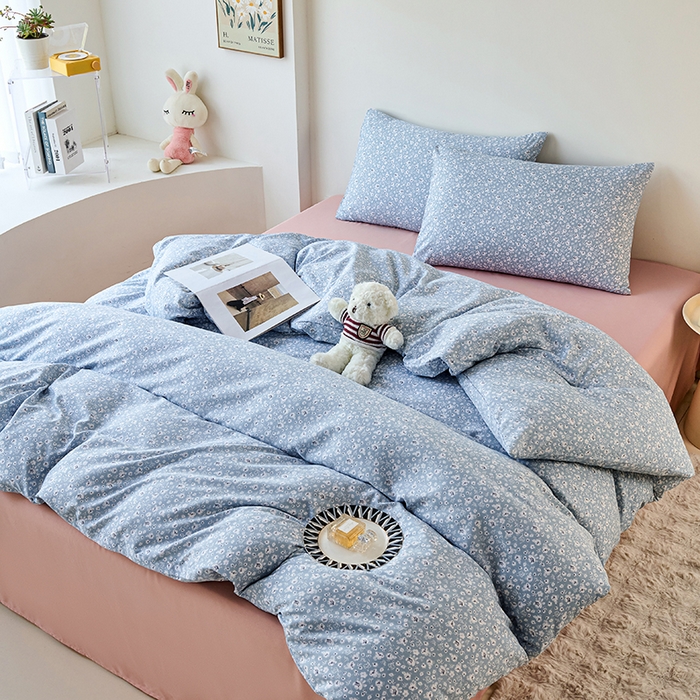 91家纺网 家纺一手货源 找家纺 爱诗诺家纺 2025新款有氧高克重针织棉双层纱四件套 若黎