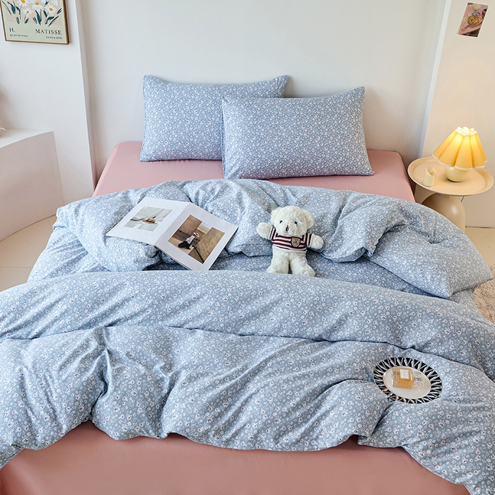 91家纺网 家纺一手货源 找家纺 爱诗诺家纺 2025新款有氧高克重针织棉双层纱四件套 若黎