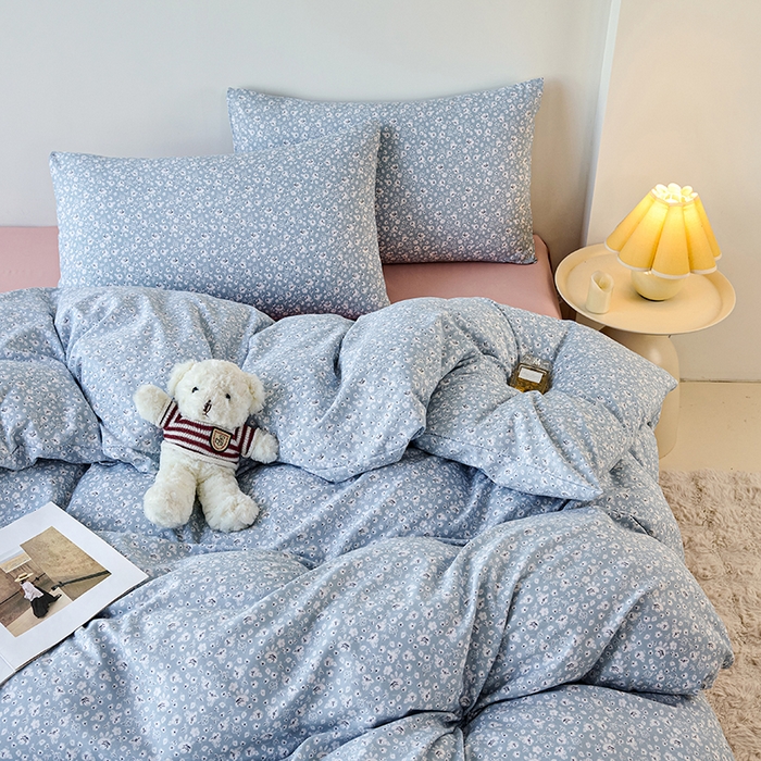 91家纺网 家纺一手货源 找家纺 爱诗诺家纺 2025新款有氧高克重针织棉双层纱四件套 若黎