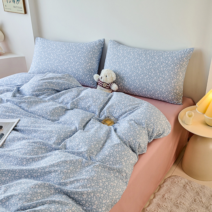 91家纺网 家纺一手货源 找家纺 爱诗诺家纺 2025新款有氧高克重针织棉双层纱四件套 若黎