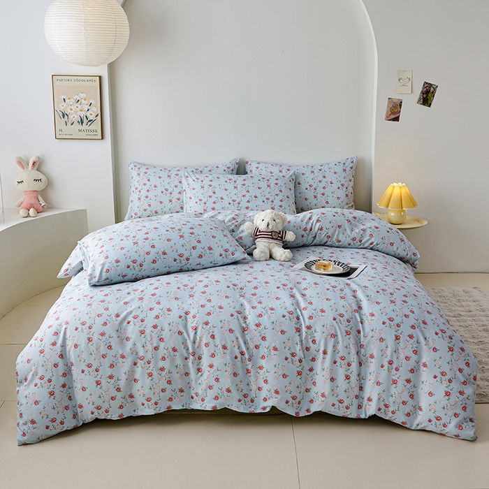 91家纺网 家纺一手货源 找家纺 爱诗诺家纺 2025新款有氧高克重针织棉双层纱四件套 伊洛