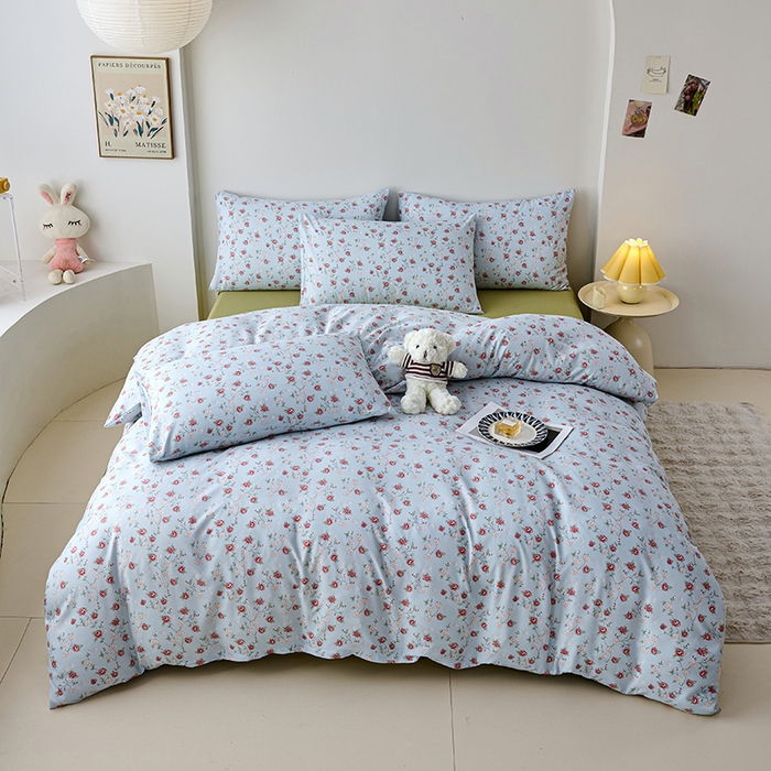 91家纺网 家纺一手货源 找家纺 爱诗诺家纺 2025新款有氧高克重针织棉双层纱四件套 伊洛