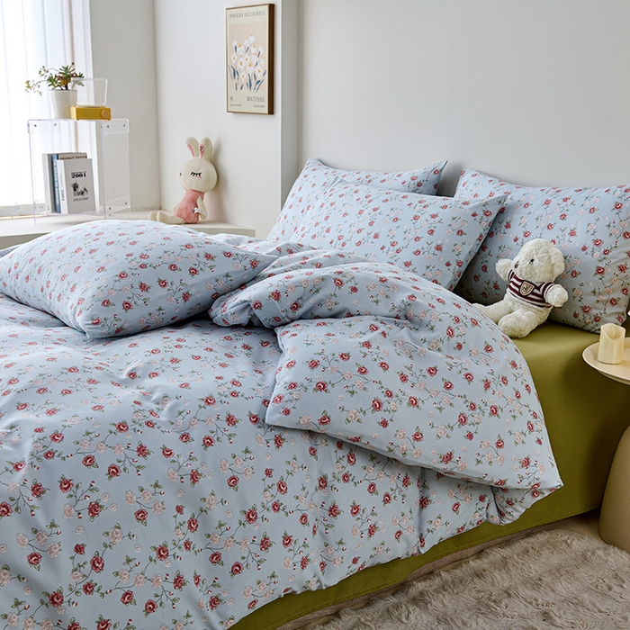 91家纺网 家纺一手货源 找家纺 爱诗诺家纺 2025新款有氧高克重针织棉双层纱四件套 伊洛