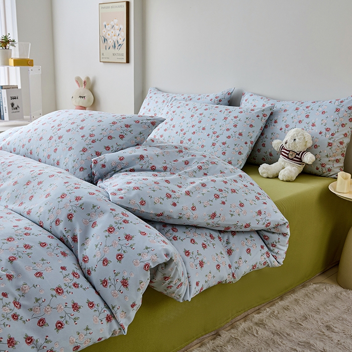 91家纺网 家纺一手货源 找家纺 爱诗诺家纺 2025新款有氧高克重针织棉双层纱四件套 伊洛