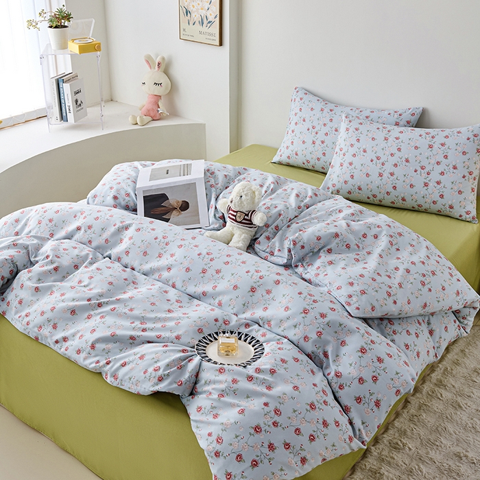 91家纺网 家纺一手货源 找家纺 爱诗诺家纺 2025新款有氧高克重针织棉双层纱四件套 伊洛