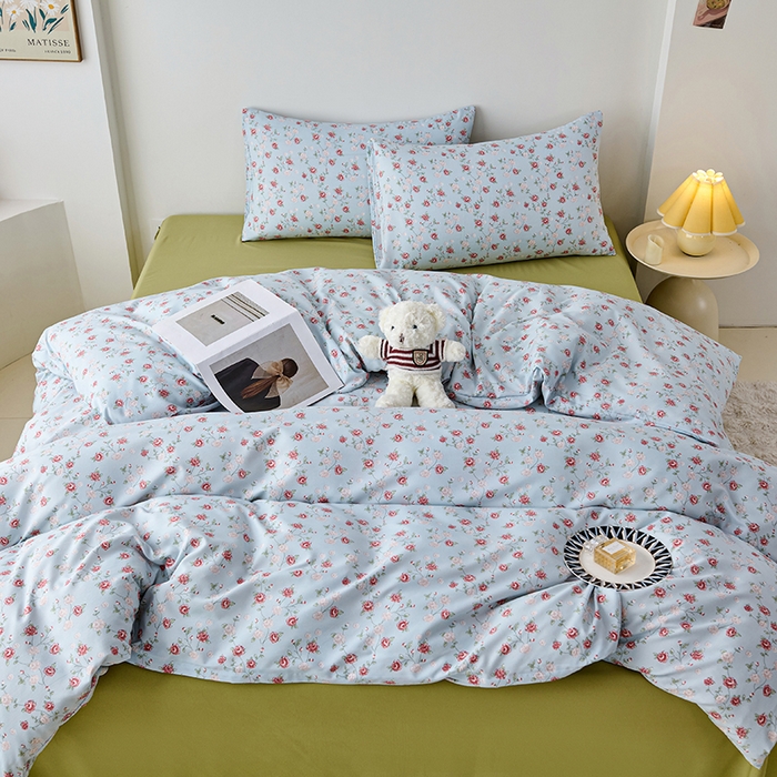 91家纺网 家纺一手货源 找家纺 爱诗诺家纺 2025新款有氧高克重针织棉双层纱四件套 伊洛