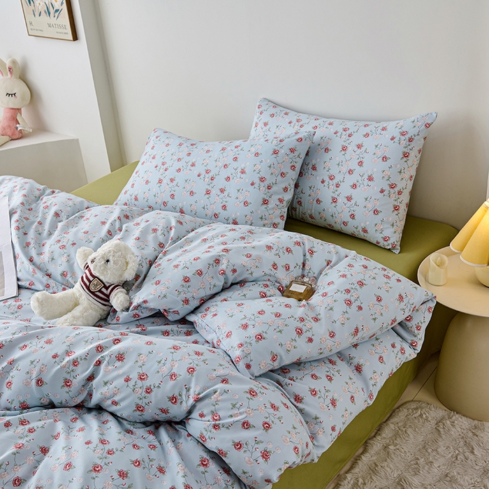 91家纺网 家纺一手货源 找家纺 爱诗诺家纺 2025新款有氧高克重针织棉双层纱四件套 伊洛