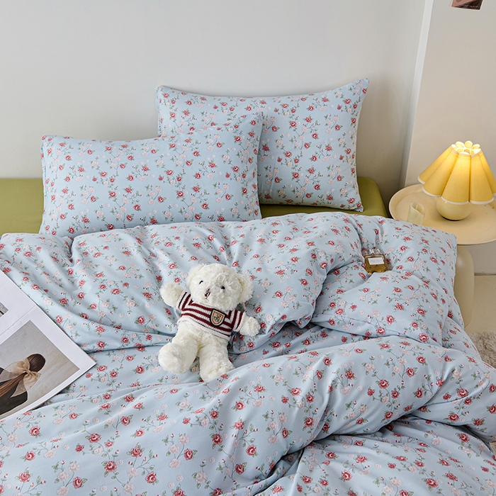 91家纺网 家纺一手货源 找家纺 爱诗诺家纺 2025新款有氧高克重针织棉双层纱四件套 伊洛