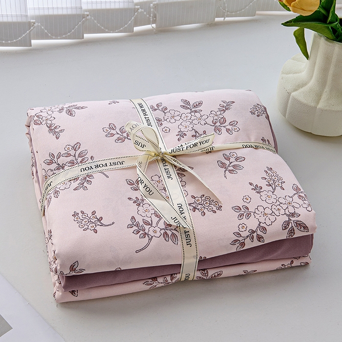 91家纺网 家纺一手货源 找家纺 爱诗诺家纺 2025新款有氧高克重针织棉双层纱四件套 悠然