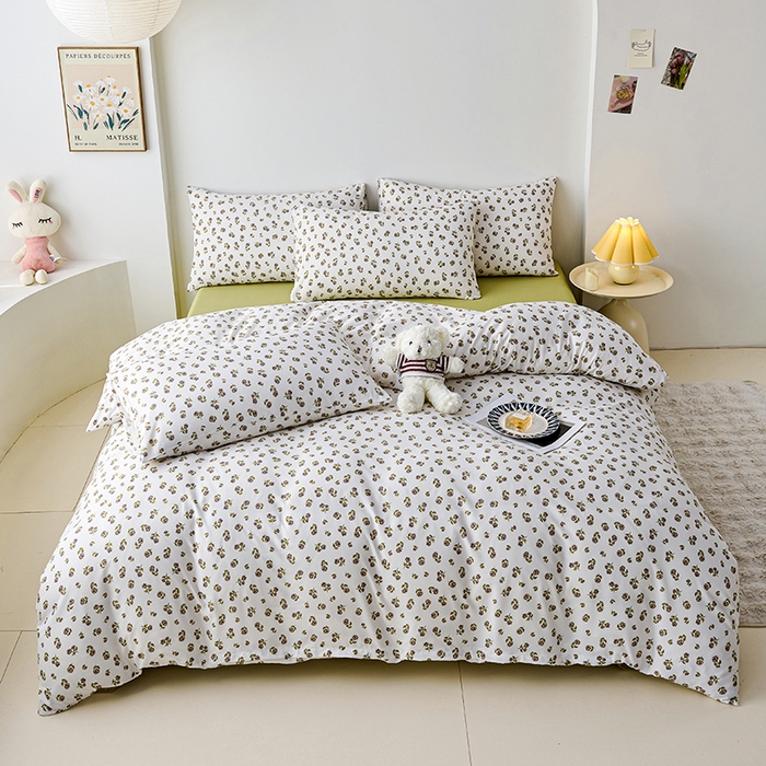 91家纺网 家纺一手货源 找家纺 爱诗诺家纺 2025新款有氧高克重针织棉双层纱四件套 余笙