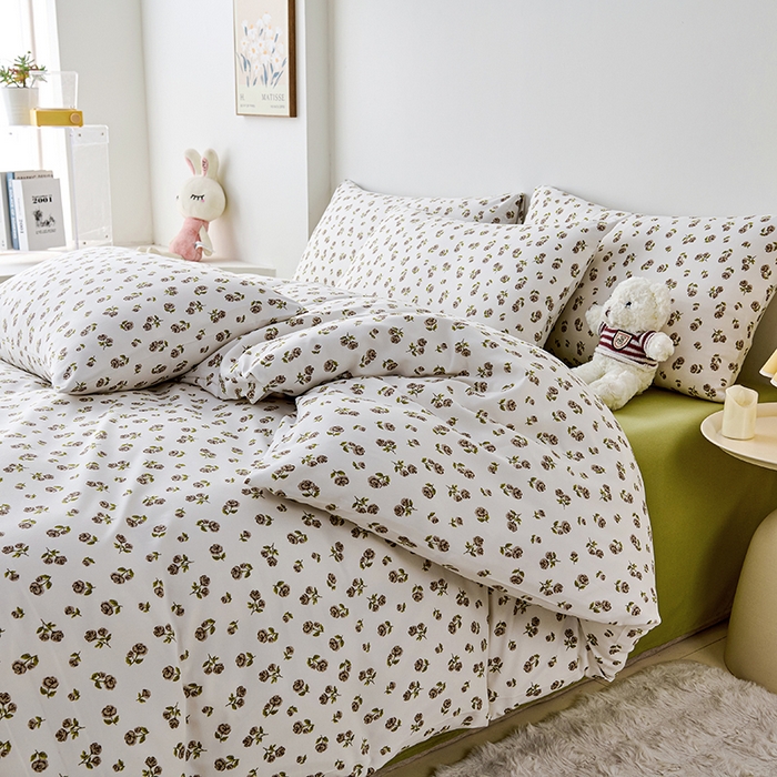 91家纺网 家纺一手货源 找家纺 爱诗诺家纺 2025新款有氧高克重针织棉双层纱四件套 余笙